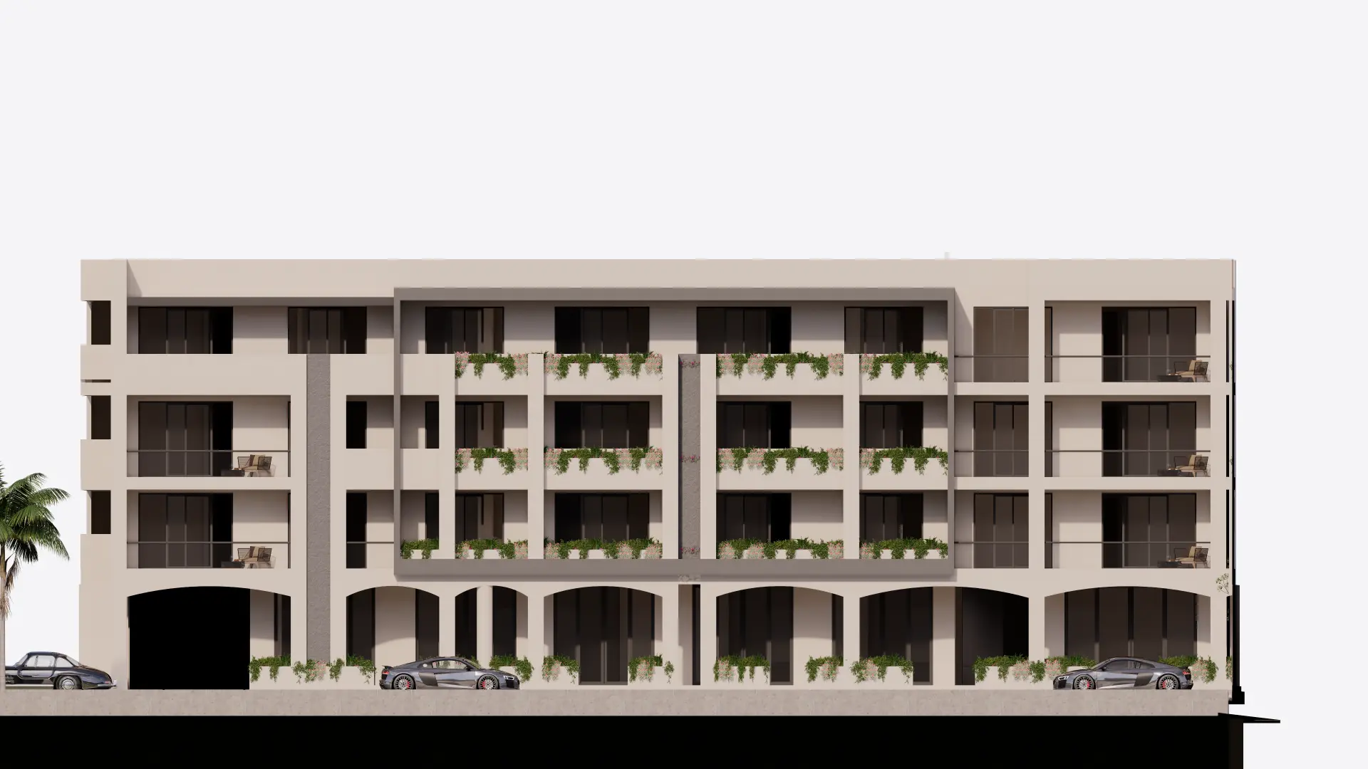 Render del conjunto terminado de Sundara Condos & Plaza, Santa Cruz, Huatulco